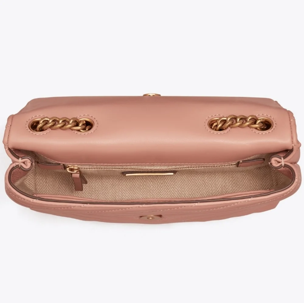 TORY BURCH New Kira Chevron Small Convertible Shoulder Bag - Pink - Picture 8 of 16